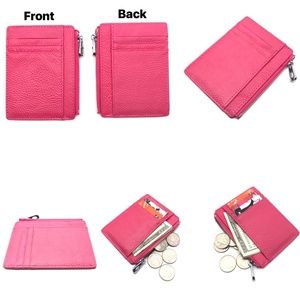 IXYVIA Leather Wallet Card Holder ,Coin Purse Pink